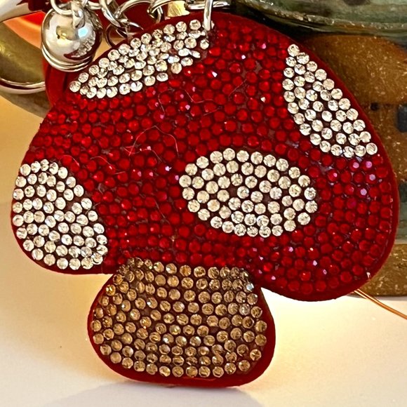 Rhinestone Mushroom Bag Charm Key chain - Picture 1 of 3